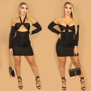 All Black Long Sleeves attached Mini Dress